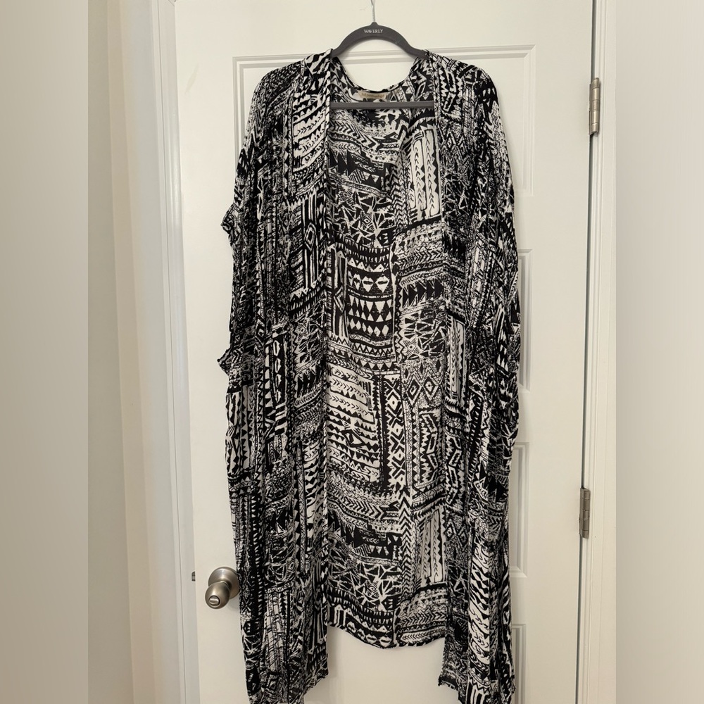 Soft Surroundings Rayon Aztec Print Duster Cardigan